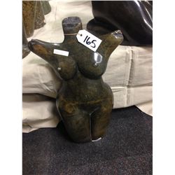 BROWN SERPENTINE, HAND CARVED FEMALE, 22" TALL