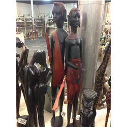 HUNTER, HAND CARVED FROM A SINGLE PIECE OF AFRICAN MAHOGANY. 36" TALL