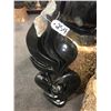Image 1 : BLACK SERPENTINE "FLOWER LOVERS" HAND CARVED. 29" TALL GALLERY PRICE $15,000