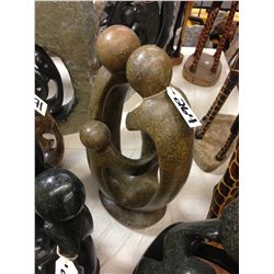 BROWN SERPENTINE, FAMILY OF 4, HAND CARVED. 22  TALL