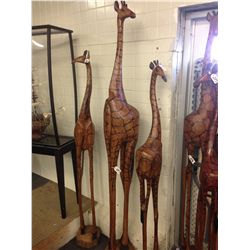 GIRAFFE, CARVED FROM A SINGLE PIECE OF AFRICAN MAHOGANY, 88" TALL