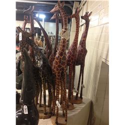 GIRAFFE, HAND CARVED FROM ONE PIECE OF AFRICAN MAHOGANY 48" TALL