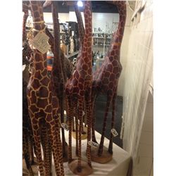 GIRAFFE, HAND CARVED FROM ONE PIECE OF AFRICAN MAHOGANY 48" TALL