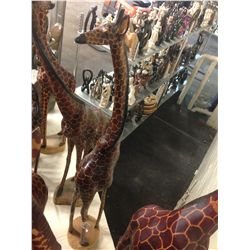 GIRAFFE, HAND CARVED FROM ONE PIECE OF AFRICAN MAHOGANY 48" TALL