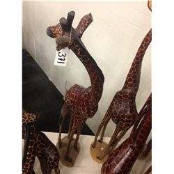 GIRAFFE, HAND CARVED FROM ONE PIECE OF AFRICAN MAHOGANY 48" TALL