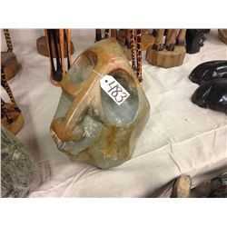 GREEN SERPENTINE ABSTRACT STONE SCULPTURE HAND CARVED 15" TALL