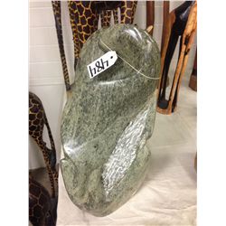 GREEN SERPENTINE ABSTRACT STONE SCULPTURE HAND CARVED 19" TALL