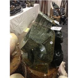 GREEN SERPENTINE "FRIENDSHIP" HAND CARVED 27" TALL