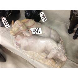 WATER BUFFALO CARVED FROM KENYAN SOFT STONE