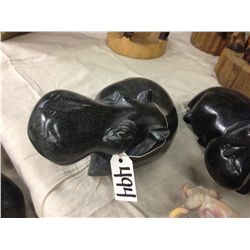 HIPPO, SPRING STONE HAND CARVED