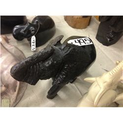 ELEPHANT, SPRING STONE HAND CARVED 11" TALL