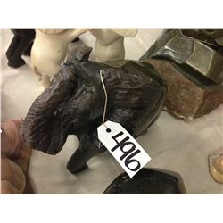 ELEPHANT, SPRING STONE HAND CARVED 11" TALL