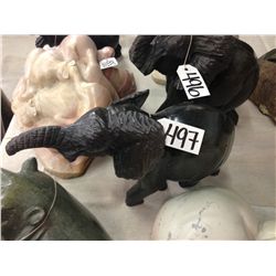 ELEPHANT, SPRING STONE HAND CARVED 10" TALL