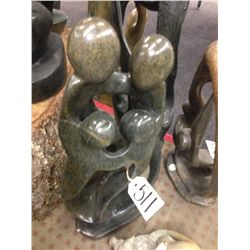 SPRING STONE FAMILY OF 4, HAND CARVED 18" TALL