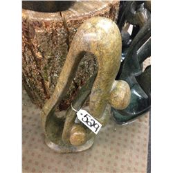 BROWN SERPENTINE, HAND CARVED FAMILY OF 3, 21 