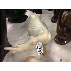 RHINO, HAND CARVED FROM KENYAN SOFT STONE 15  LONG 8  TALL