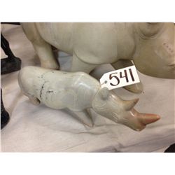 RHINO, HAND CARVED FROM KENYAN SOFT STONE 13  LONG 5  TALL