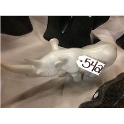 RHINO, HAND CARVED FROM KENYAN SOFT STONE 14  LONG 6  TALL