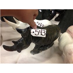 RHINO, HAND CARVED FROM ZIMBABWE 13  LONG 6  TALL