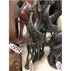 SPRING STONE "GIRAFFES" HAND CARVED 15" TALL