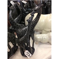SPRING STONE "GIRAFFES" HAND CARVED 15" TALL