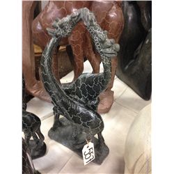 SPRING STONE "GIRAFFES" HAND CARVED 15" TALL