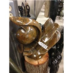 BROWN SERPENTINE ABSTRACT HAND CARVED 16" TALL