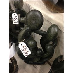 SPRING STONE FAMILY OF 5, HAND CARVED 20" TALL