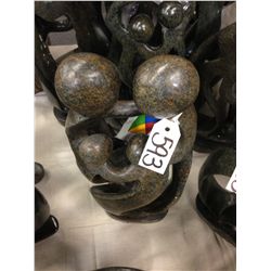 BROWN SERPENTINE FAMILY OF 4, HAND CARVED 20" TALL