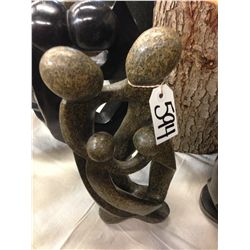 BROWN SERPENTINE FAMILY OF 4, HAND CARVED 20" TALL