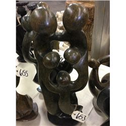 SPRING STONE, HAND CARVED FAMILY OF 5, 20" TALL