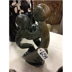 SPRING STONE, HAND CARVED FAMILY OF 3, 20" TALL