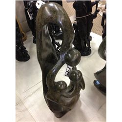 SPRING STONE, HAND CARVED FAMILY OF 3, 20" TALL