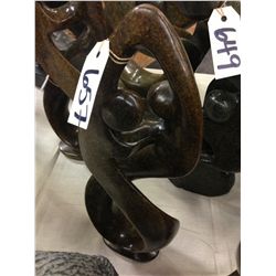 BROWN SERPENTINE, HAND CARVED ABSTRACT, 19" TALL