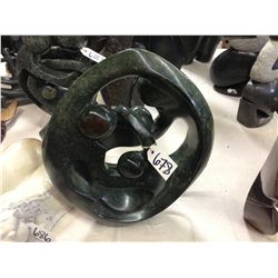 OPAL STONE, HAND CARVED FAMILY OF 4, 18" TALL