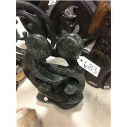 OPAL STONE, HAND CARVED FAMILY OF 4, 16" TALL