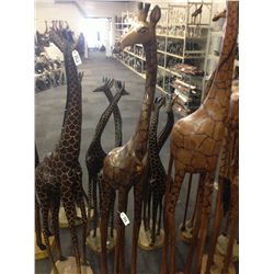 GIRAFFE, CARVED FROM A SINGLE PIECE OF AFRICAN MAHOGANY, 78" TALL