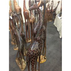 GIRAFFE, CARVED FROM A SINGLE PIECE OF AFRICAN MAHOGANY, 71" TALL