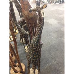 GIRAFFE, CARVED FROM A SINGLE PIECE OF AFRICAN MAHOGANY, 58" TALL