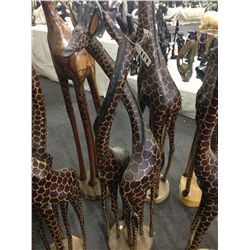 GIRAFFE PAIR, CARVED FROM A SINGLE PIECE OF AFRICAN MAHOGANY, 60" TALL