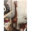 Image 1 : GIRAFFE PAIR, CARVED FROM A SINGLE PIECE OF AFRICAN MAHOGANY, 58" TALL