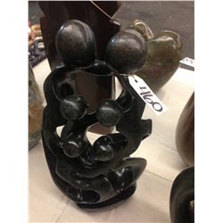 SPRING STONE, HAND CARVED FAMILY OF 6, 18" TALL