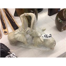 ELEPHANT PAIR, HAND CARVED FROM KENYAN SOFT STONE 17" LONG 13" TALL