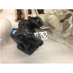 ELEPHANT PAIR, HAND CARVED FROM SPRING STONE 10" LONG 7" TALL