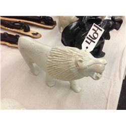 LION, HAND CARVED FROM KENYAN SOFT STONE 14" LONG 7" TALL
