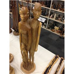 AFRICAN FAMILY WOOD CARVING, 39" TALL