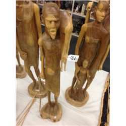 AFRICAN HUNTER, WOOD CARVING, 37" TALL
