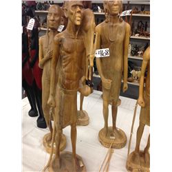 AFRICAN HUNTER, WOOD CARVING, 38" TALL