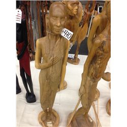 AFRICAN WOMAN, WOOD CARVING, 37" TALL