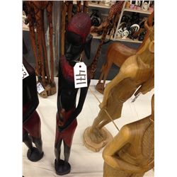 AFRICAN WOMAN, WOOD CARVING, 38" TALL